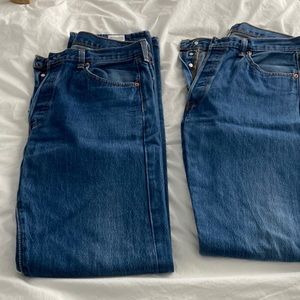 Levis 501’s Shrink To Fit 35w x 38L, 2 pairs